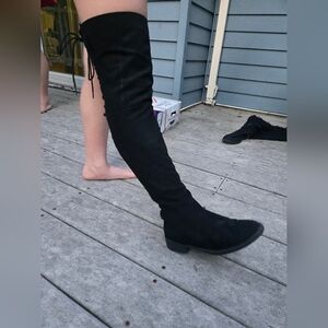 Shoe Dazzle Black Over the Knee Boots with Elegant Style